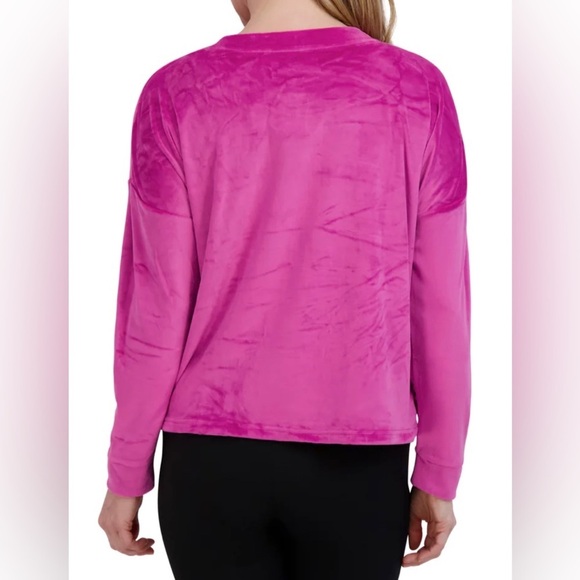 “Be Happy” Velour Drawstring Sweatshirt - NWT - Size L - Picture 3 of 12